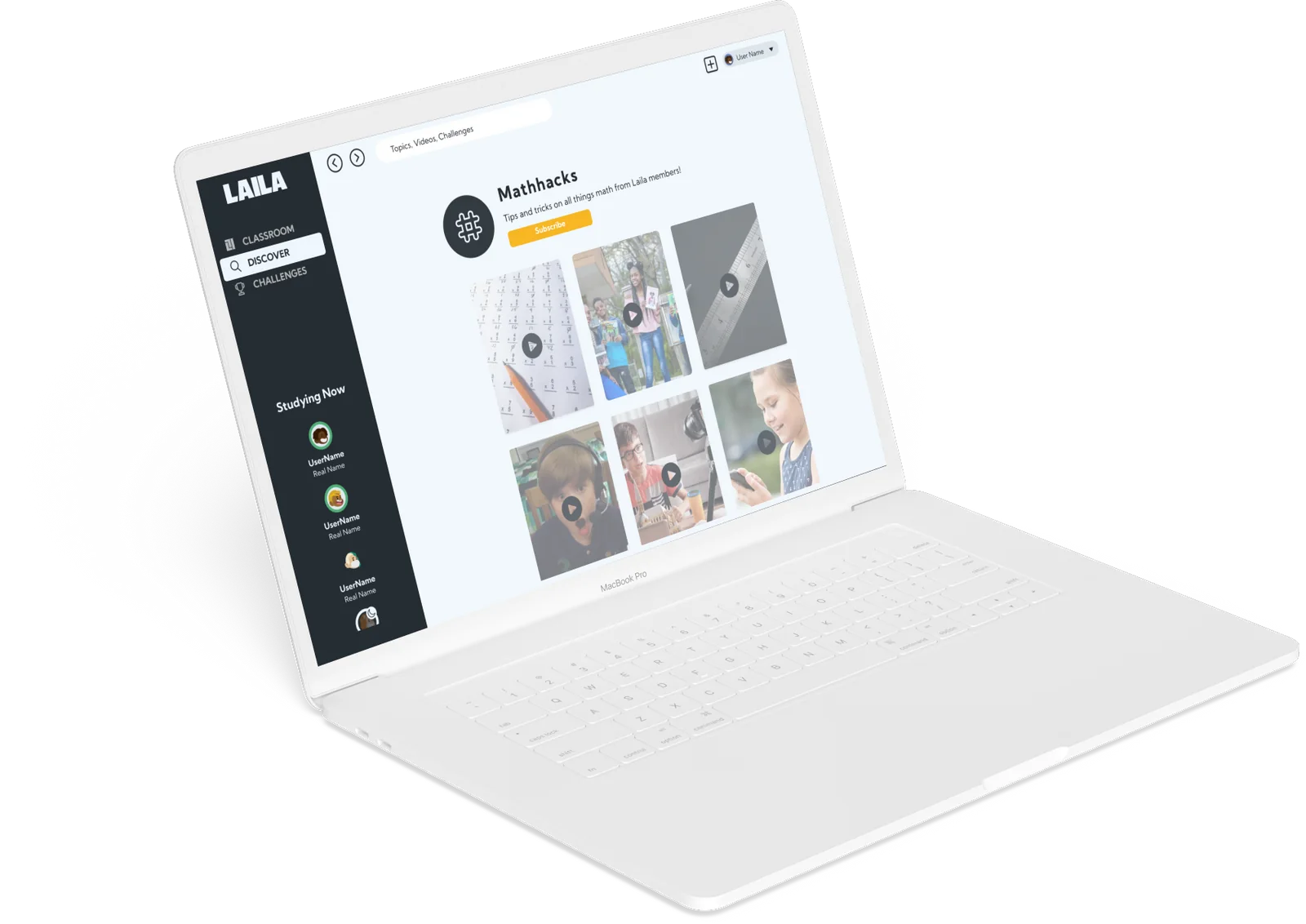 Laila discover page on an angled laptop