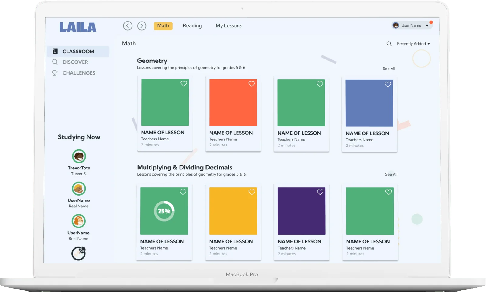 Laila classroom dashboard on a laptop